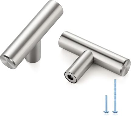 T-Bar Drawer Pulls 2 Inch — 30 Pack, Brushed Nickel Stainless Steel
