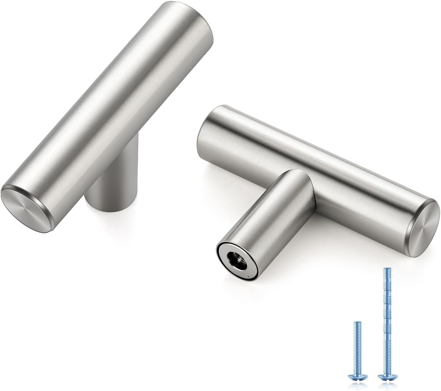 T-Bar Drawer Pulls 2 Inch — 30 Pack, Brushed Nickel Stainless Steel T-Bar Drawer Pulls 2 Inch — 30 Pack, Brushed Nickel Stainless Steel